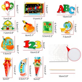 HOWAF 12pcs Schulanfang Cupcake Topper Dekorationen für Einschulung Tortendeko Schuleinführung Kuchen Dekorationen Fondant Muffins Zucker, für Junge Mädchen 1. Schultag Schulanfang Party Deko