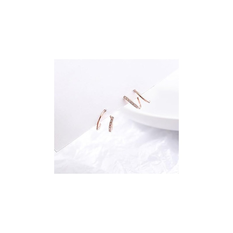 Double Twist Hoop Earrings Gold Double Earrings for One Hole