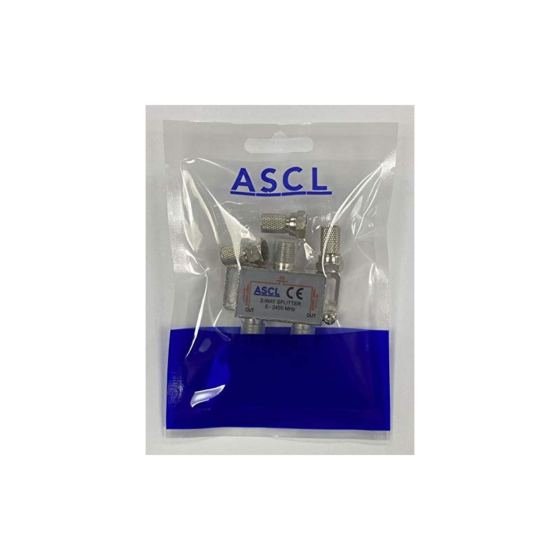 ASCL 2 Way Indoor TV Aerial Splitter with F Plug