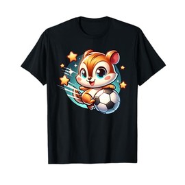Soccer Player Chipmunk Kicking Soccer Ball Cute Girl Graphic T-Shirt