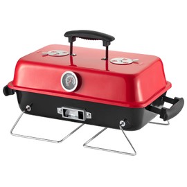 Portable Charcoal Grill, Tabletop Outdoor Barbecue Smoker, Small BBQ Grill for Outdoor Cooking Backyard Camping Picnics Beach,RED