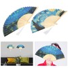 2Pcs Bamboo Silk Folding Fan, Bamboo Handheld Fans Starry Night