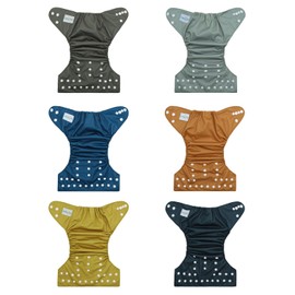 Babygoal - Pañales reutilizables de tela neutra para bebé, tamaño único, ajustables, lavable, paquete de 6 unidades, 6 unidades, rayón de inserciones de bambú, bolsa húmeda, 6FN39