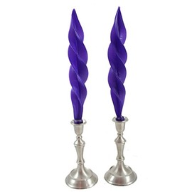 Beeswax Feather Taper Candle - 12 inches - Plum Purple