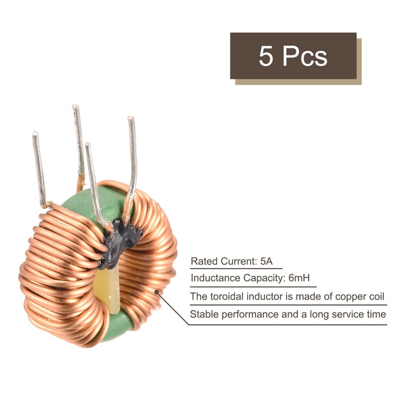 sourcing map 5x Toroidal Core Inductor Copper Coil Magnetic Inductance