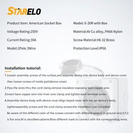 STARELO 30Amp Power Outlet Box,NEMA 6-30R Receptacle 250Volt,Outdoor dustproof and Weatherproof for RVs, Electric Vehicles, generators, Welding Machines, etc.ETL Listed.(NEMA 6-30R Box)