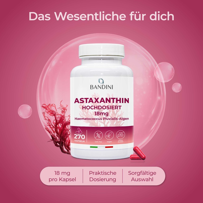 Bandini Pure Astaxanthin 18 mg per capsule, 270 capsules, 9