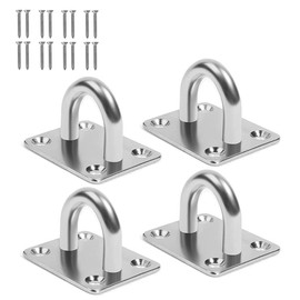 KOMUNJ 4 Pieces Eye Plate Stainless Steel Deck Plate Eye Plates, Stainless Steel Wall Mounting Eyelet Plate Ceiling Hook Eyelet Plate Hook for Boat Hanging Chair Awning