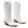 ZXHYZLZ White Cowboy Boots for Women - Mid Calf Embroidered
