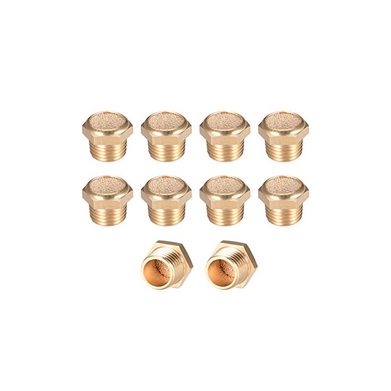 sourcing map 10pcs Brass Silencer G1/4 Adjustable Silencer G Brass