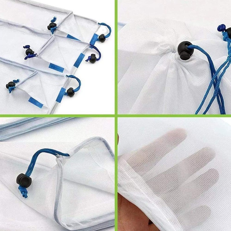 VERALY.MX Set 12pzs Bolsas Ecológicas Reutilizables Malla Lavables Para Guardar