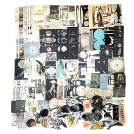 200 Pieces Vintage Ephemera Scrapbooking Supplies Pack for Journaling, Decoupage Paper Scrapbook Stickers Kit for Bullet Junk Journal Planners Collage Craft Notebooks Album (Space and Sea)