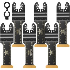 Nuyikaso 6 Pack Titanium Multi Tool Blades Extra-Long Reach Oscillating Saw Blades Multitool Accessories Kit for Wood Metal Screws Plastic Compatible with Fein Multimaster Makita DeWalt Bosch