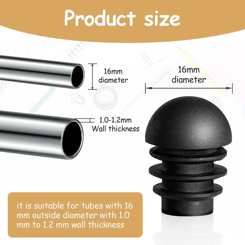 24 Pieces Round End Plugs Plastic Tube Inserts Chair Leg