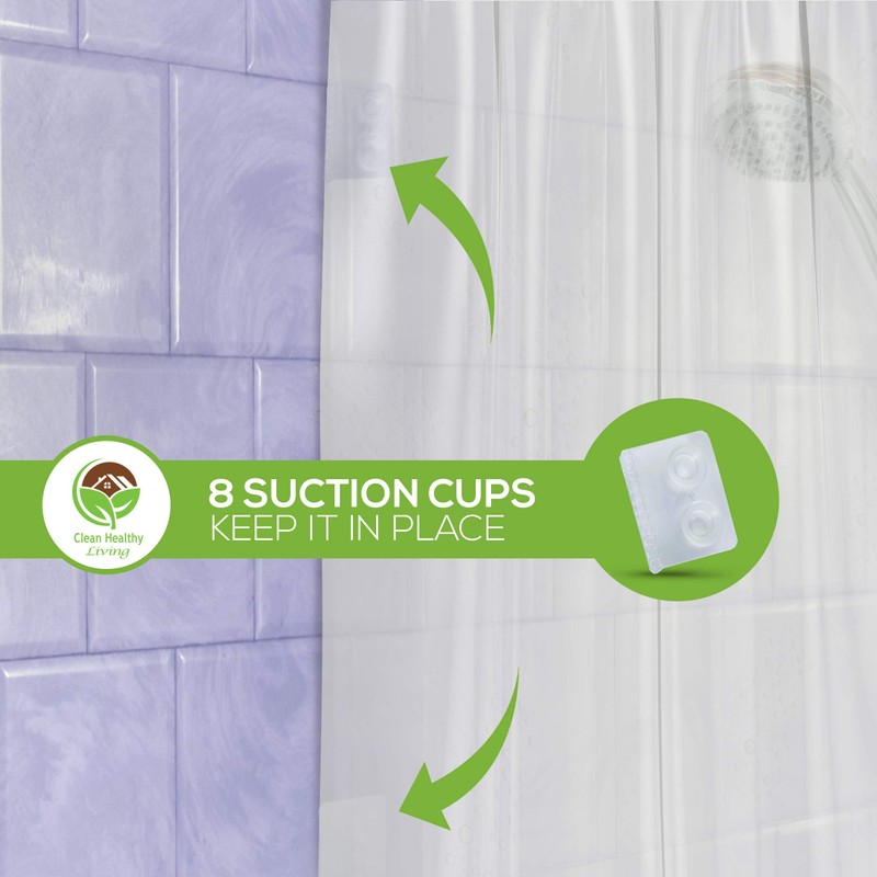 XL Heavy Duty PEVA Frost Shower Curtain Liner with Suction