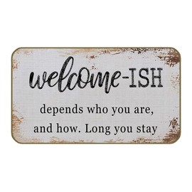 UINHMOP 17''×30'' Welcome-Ish Retro Welcome Decorative Doormat,Cute Farmhouse Rustic Home Floor Mats,Farmhouse Decor for Home Front Door Porch Garden Patio Yard Outdoor Indoor