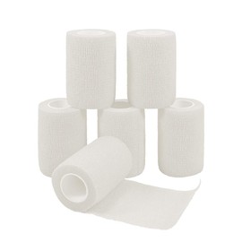 GooGou Self Adherent Wrap Bandages Self Adhering Cohesive Tape Elastic Athletic Sports Tape for Sports Sprain Swelling and Soreness on Wrist and Ankle 6PCS 3 in X 14.7 ft (White)