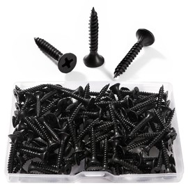 VooGenzek 110 pieces M3.5 x 25 mm coarse thread drywall screws, Phillips screws, self-tapping wood screws, for drywall, plasterboard, black