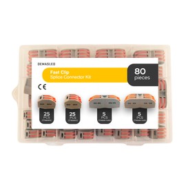 DEMASLED 80 Pcs Set with 2 and 3 Lever Terminals, Fast Clip Splice Connector Kit, Lever-Nut Terminals for Electrical Splicing and Wire Connections