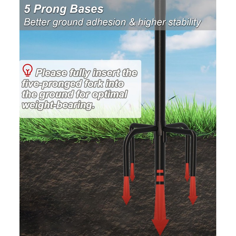AnBaiMei Outdoor Double Shepherds Hook with 5 Prong Base, 76
