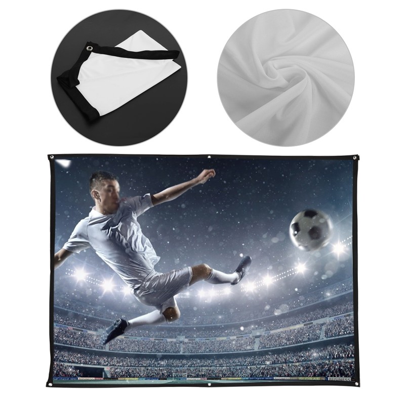4:3 Thickened 100% Polyester Portable Foldable White Soft Projector Screen