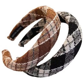 scicent Headband Dirndl Pack of 2 Wide Headband with Tweed Fabric Padded – Beautiful Women's Headband Hair Accessories Hair Band – 15722