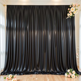 Black Glitter Backdrop Curtain for Parties Wedding,10Ft x 10Ft Non-Wrinkle Shimmer Backdrop Curtain,Polyester Glitter Drapes for Backdrop,Back Drop for Photography, Birthdays, Weddings & Graduations