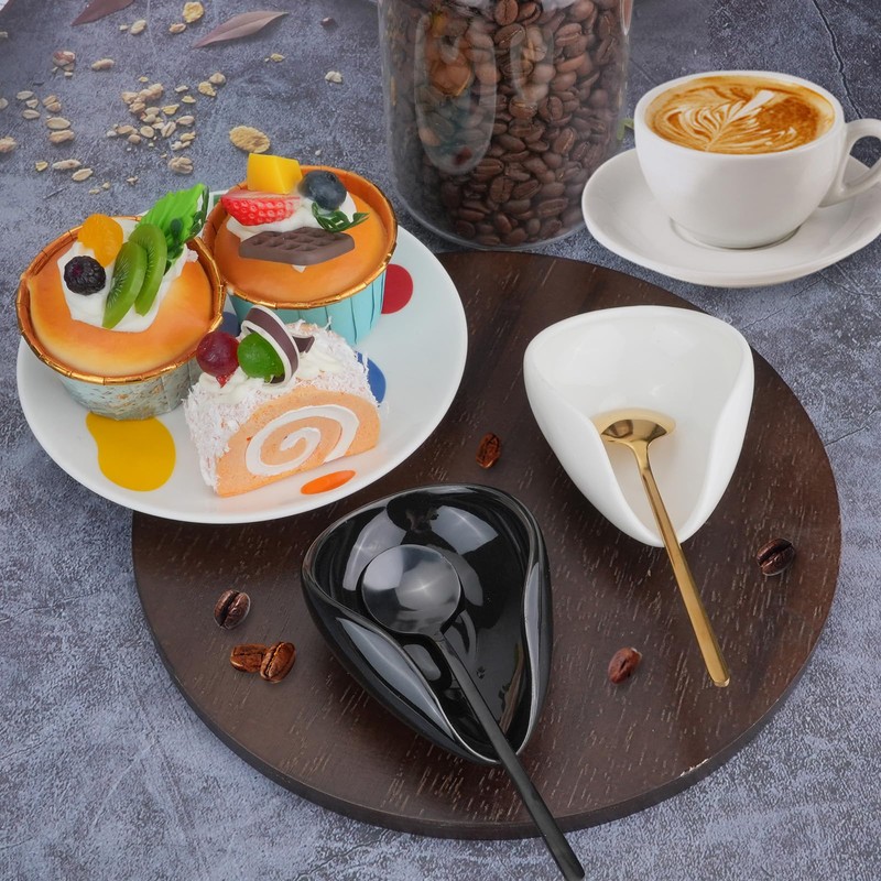 JIABEIUS 4 Pcs Coffee Spoon Rest and Spoon, Ceramic Coffee