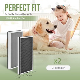 Nisreen JF888 Replacement Filter Compatible with Jafanda Air Puri-fier Filter JF888, 3-in-1 True HEPA for JF888 Air Puri-fier, Part# ‎JF888-RF, 2-Pack