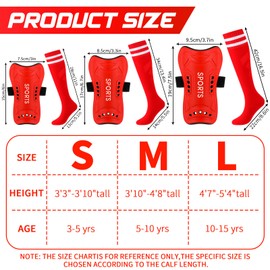 Syhood Soccer Shin Guards and Socks for Toddler Kids Youth, Lightweight Soccer Shin Pads Protective Defender Gear for 3-5, 5-10, 10-15 Years Old Children Teen Boys Girls Sports Game(M Size,Red)