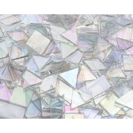 Lanyani Iridescent Mosaic Tiles 200 Pieces Bulk Stained Glass Tile for Mosaic Crafts, 4 Shapes Assortment,Clear
