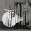 Semtomn Decorative Shower Curtain Silhouette of Pine Forest Family Deer