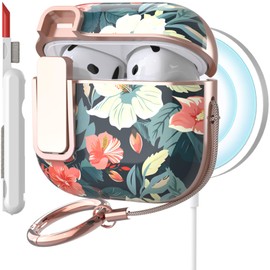 TATOFY Cover for AirPods 4th Generation Case with Lock Clip Cleaner Kit Slim Hard AirPod 4 Lock Case Compatible with MagSafe (Blue)