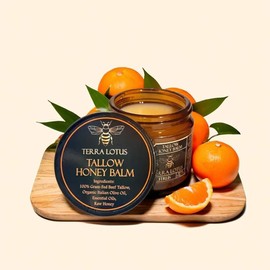 Organic Grass-Fed Beef Tallow Balm with Raw Honey - Handmade All-Natural Moisturizer for Soft, Smooth, Radiant Skin - Scent: Citrus