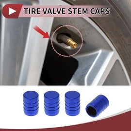 HEROFFIX 4 Pcs Decorative Tire Valve Stem Caps 17mm Tyre Valve Dust Covers for Most Cars Truck Blue Aluminum Alloy Plastic