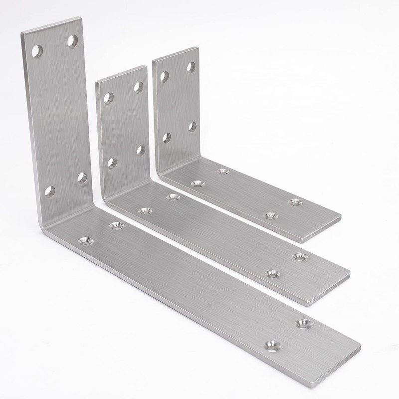 YUMORE Stainless Steel L Bracket, 10x6x2 in Shelf Brackets Heavy