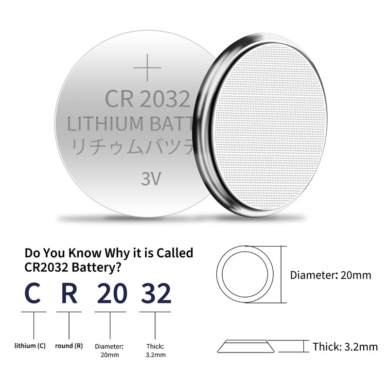 Brightown CR2032 Batteries, 3V Lithium Coin Cell Batteries, CR2032 Button