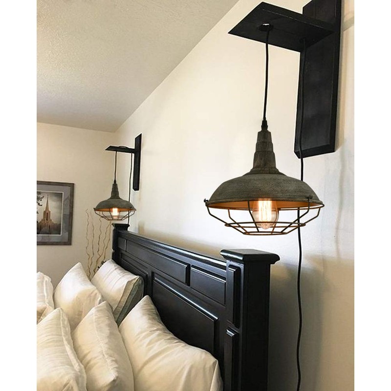 DANSEER Farmhouse Plug in Pendant Light with 16 Feet Hanging