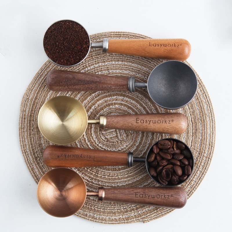 Easyworkz Retro Stainless Steel Coffee Scoop with Black Walnut Handle,10g