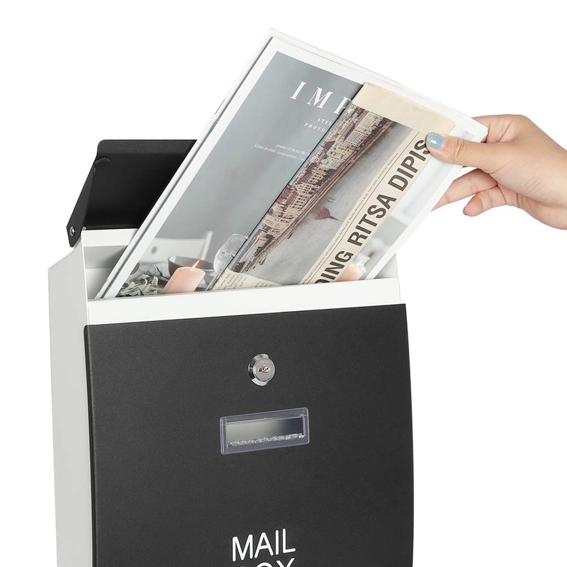 Black Mailboxes with Key Lock, Wall Mounted Large Capacity Mailbox,