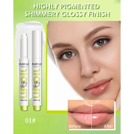 Lip Glossy Balm, Glow Reviver Fat Lip Oil Slick Click,Clear Lip Moisturizer,Lightweaight Transparent Solid Lip Gloss,Longlasting Hydrating Non Sticky Lipstick,Glossier Lip Balm Lip Makeup for Women-01