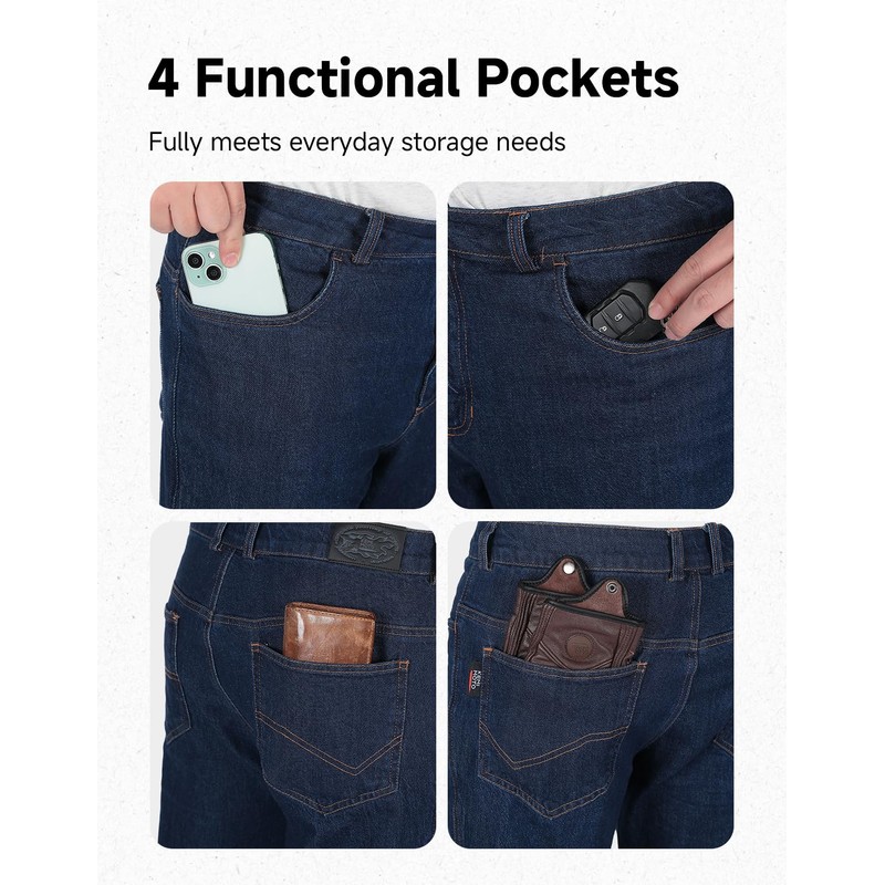 Motorcycle Riding Pants for Men Casual Motorcyle Jeans Blue