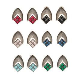 6 piece Combo Handmade Designer Stud Ethnic Small Indian Silver Oxidized Stones Jhumka Jhumki Earrings 417E