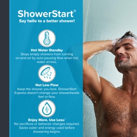 Evolve EV1003 ShowerStart Thermostatic Shutoff Valve in Brushed Nickel instead of Chrome Finish, Water and Energy Saving Valve for Most Bathroom Fixtures, Not Low Flow, Uniform Plumbing Code Certified