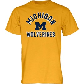 Blue 84 Men's Michigan Wolverines T Shirt Line Up Secondary Color, Michigan Wolverines Gold, Large