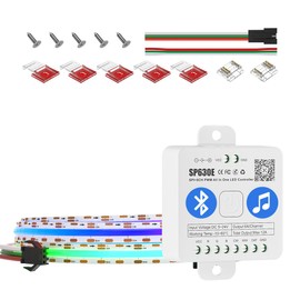BTF-LIGHTING FCOB COB WS2811(WS2812B) IC Chip RGB 180LED/m 90IC/m LED Strip DC5V 3.2FT Addressable High Density Uniform Light Chasing Color 12mm Width IP30, SP630E Bluetooth Controller Kit(NO Adapter)