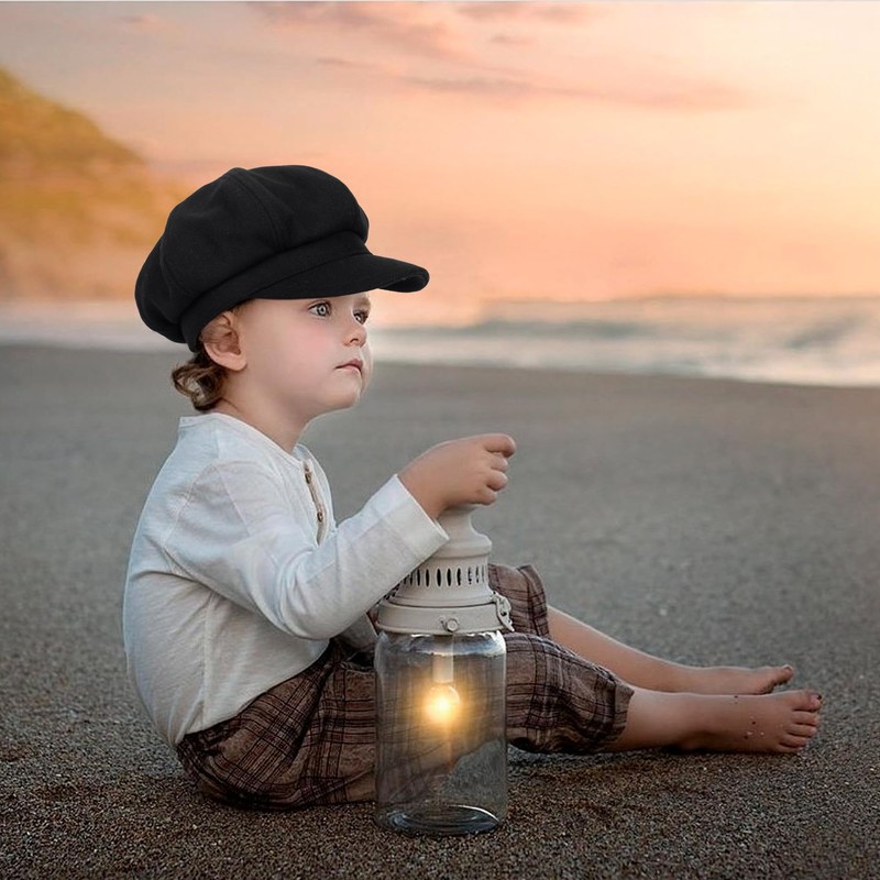 Kids Girls Wool Beret Newsboy Cap - Classic Cabbie Hat