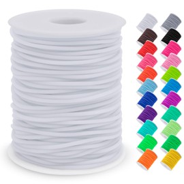 LEREATI 27.34 Yards x 3mm Hollow Pipe Tubing Rubber Cord Plastic Lanyard String with 1.5mm Hole Plastic Lacing Cord Barber Cords for Knitting Beading Bracelet Keychain Stitch Savers (White)