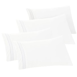 Elegant Comfort 4-PACK Solid Pillowcases 1500 Premium Hotel Quality Microfiber - Smooth Weave, Wrinkle and Stain Resistant, Easy Slip-On, 4-Piece Set, Standard/Queen Pillowcase, White