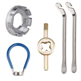 WUDQIJI Bicycle Spoke Wrench 5-Piece Set Spoke Tool Size 10-15 Spoke Tensioner Nipple Tensioner Tyre Lever Bicycle Spoke Tool Cassette Puller for Repair